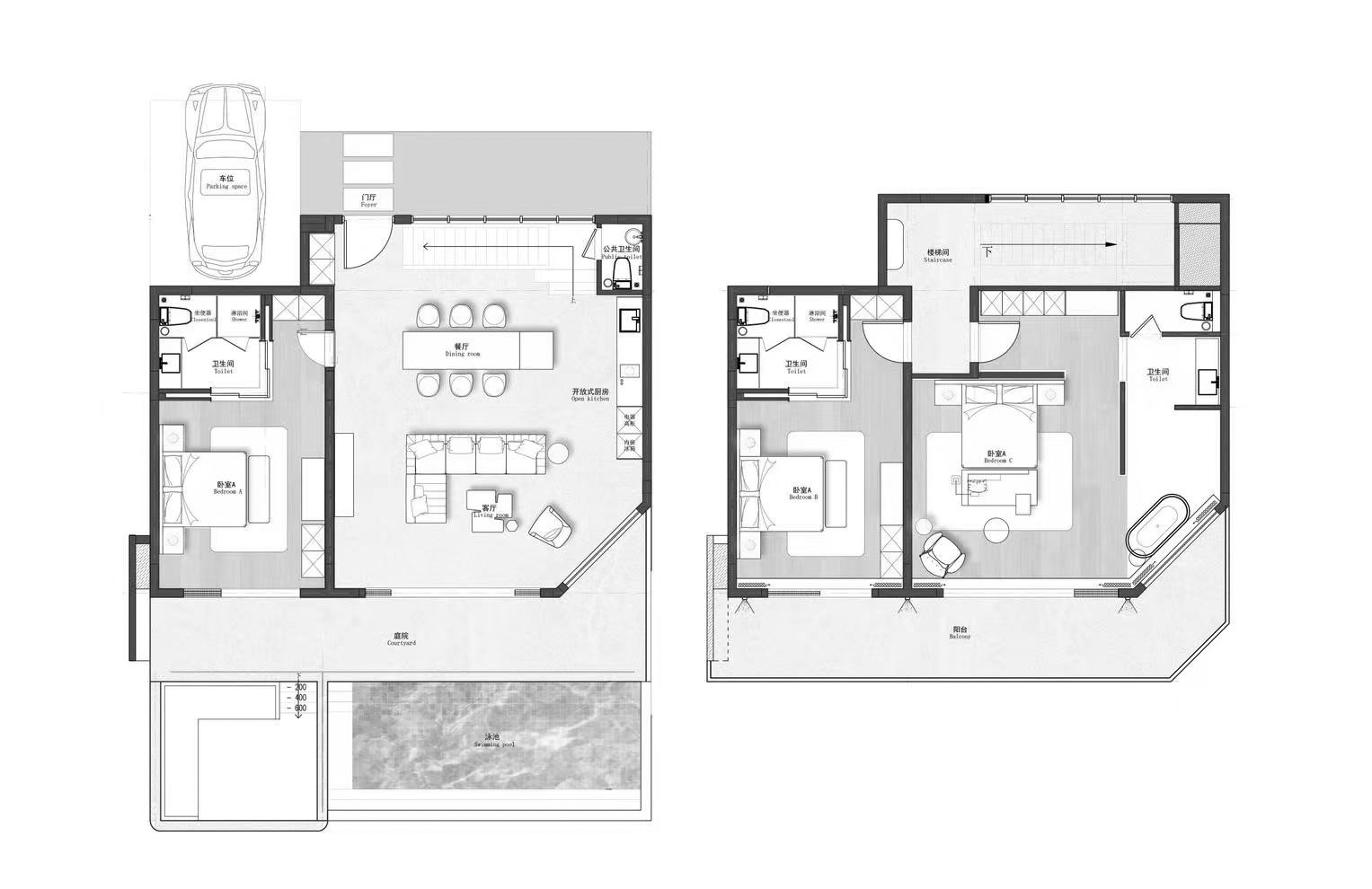 Планировка виллы 3 спальни в ЖК Vanya Sicily Sea View Villa № 11008