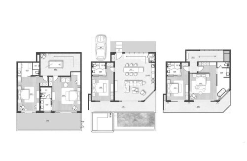 Планировка виллы 3 спальни в ЖК Vanya Sicily Sea View Villa № 11010 (2D)