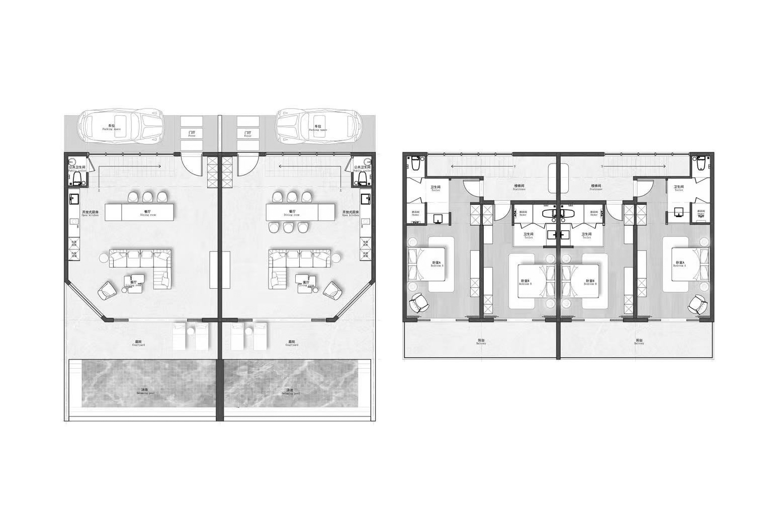 Villa floor plan, 2 bedrooms in Vanya Sicily Sea View Villa No. 11006